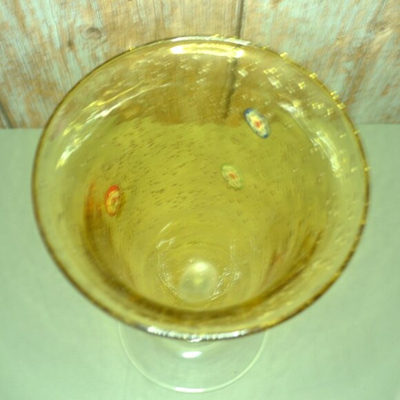 Amber Colored Millefiori Glass Vase Home Accents Decor Flower Arrangements - Picture 8 of 8